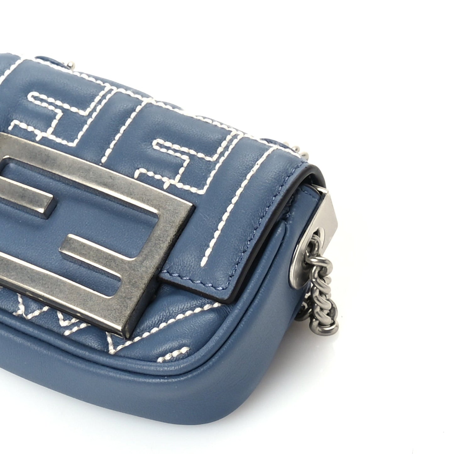 Nappa Matisse FF Embossed Nano Chain Baguette Blue