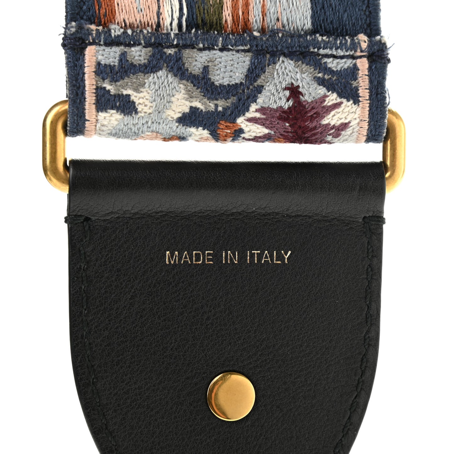 Canvas Embroidered Studded KaleiDiorscopic Shoulder Strap Multicolor