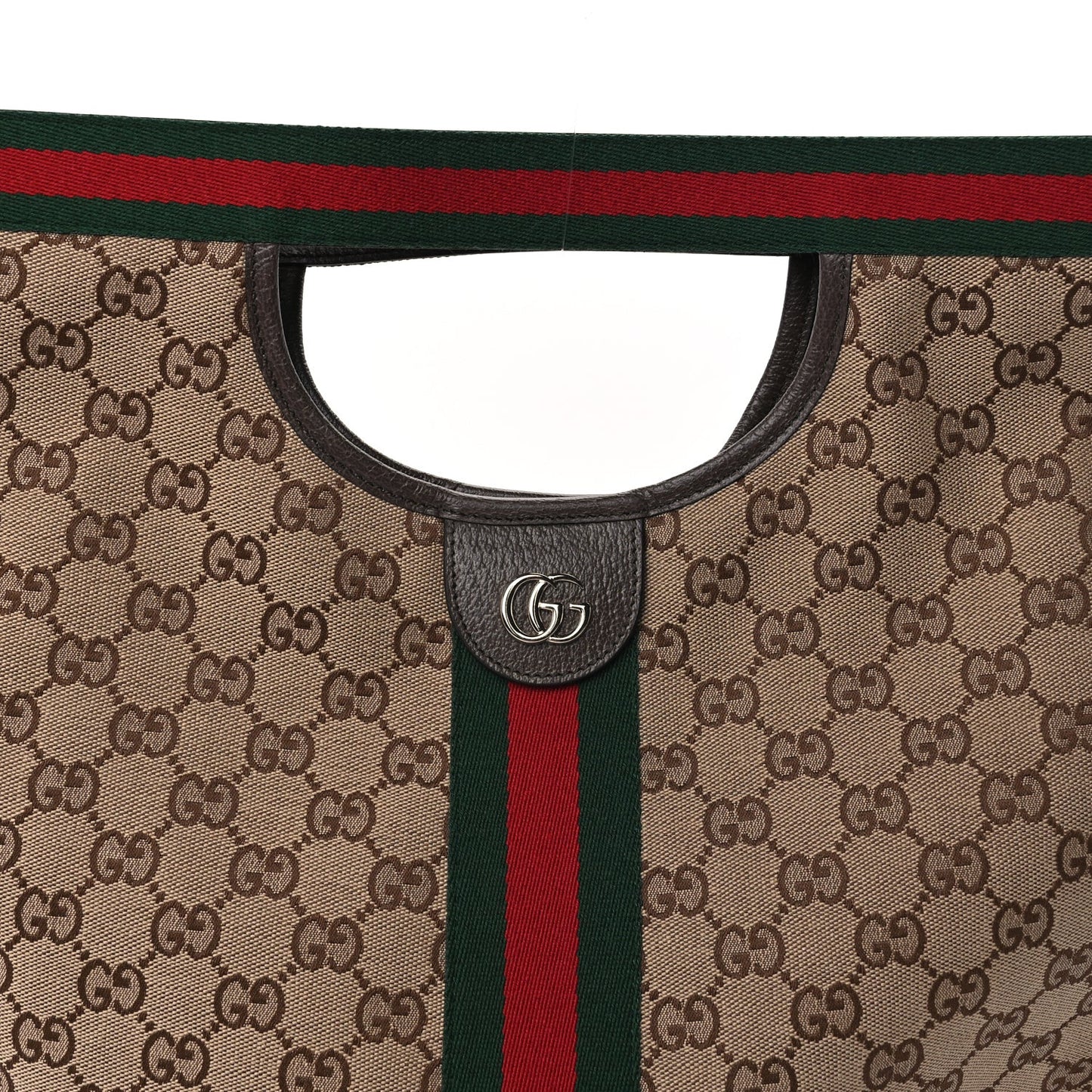 GG Monogram Web Large Giglio Tote Beige Brown