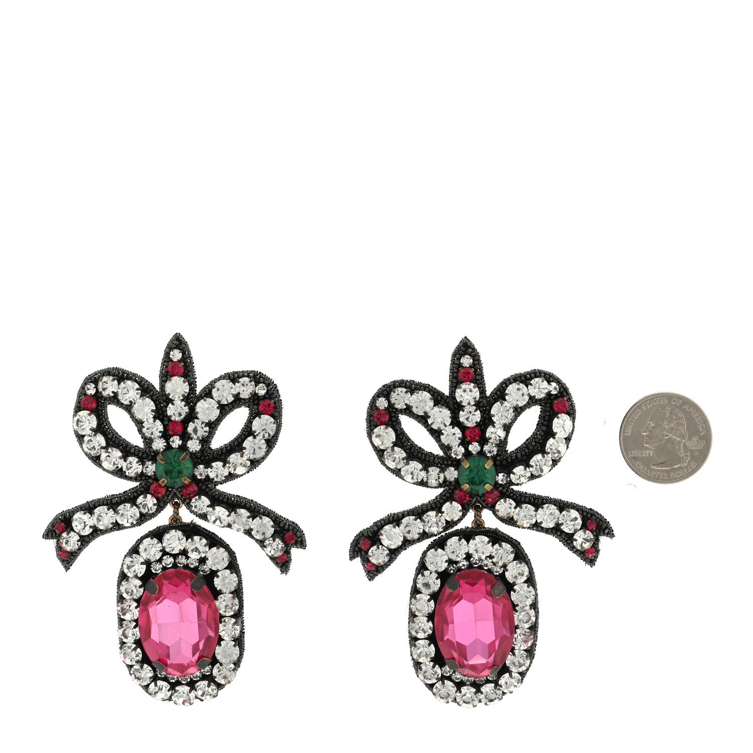 Gucci Metal Crystal Embroidered Bow Earrings Multicolor 2 of 4
