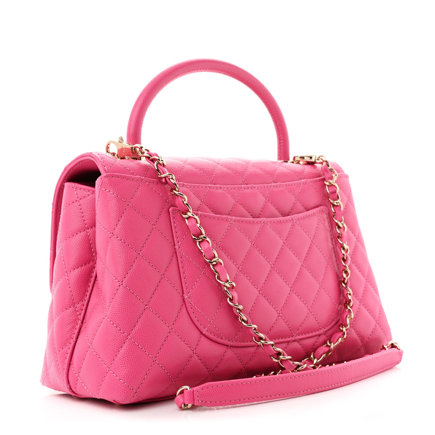 Chanel Caviar Quilted Small Coco Handle Flap Dark Pink 3 of 11