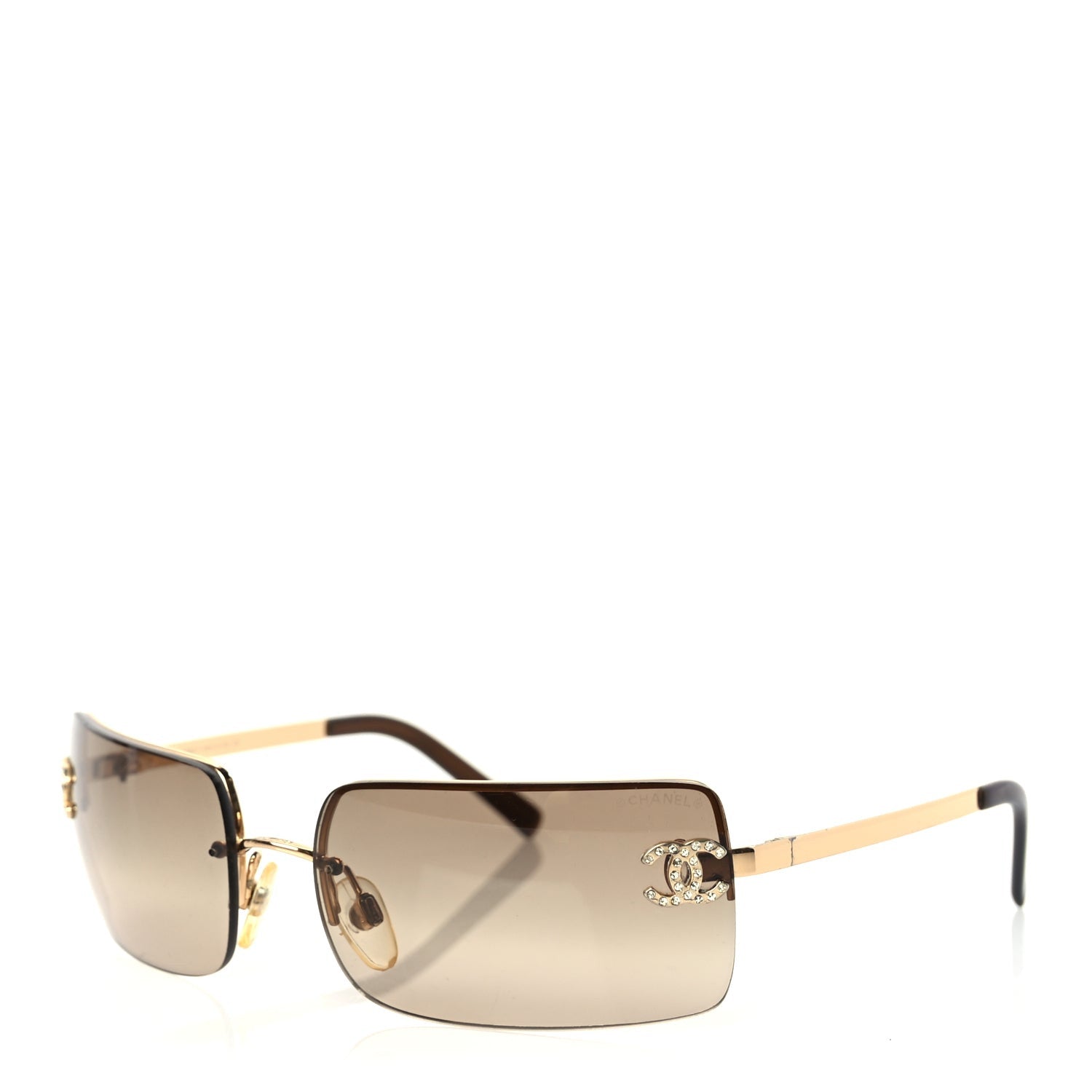 Chanel Crystal CC Logo Sunglasses 4104-B Gold 1 of 6