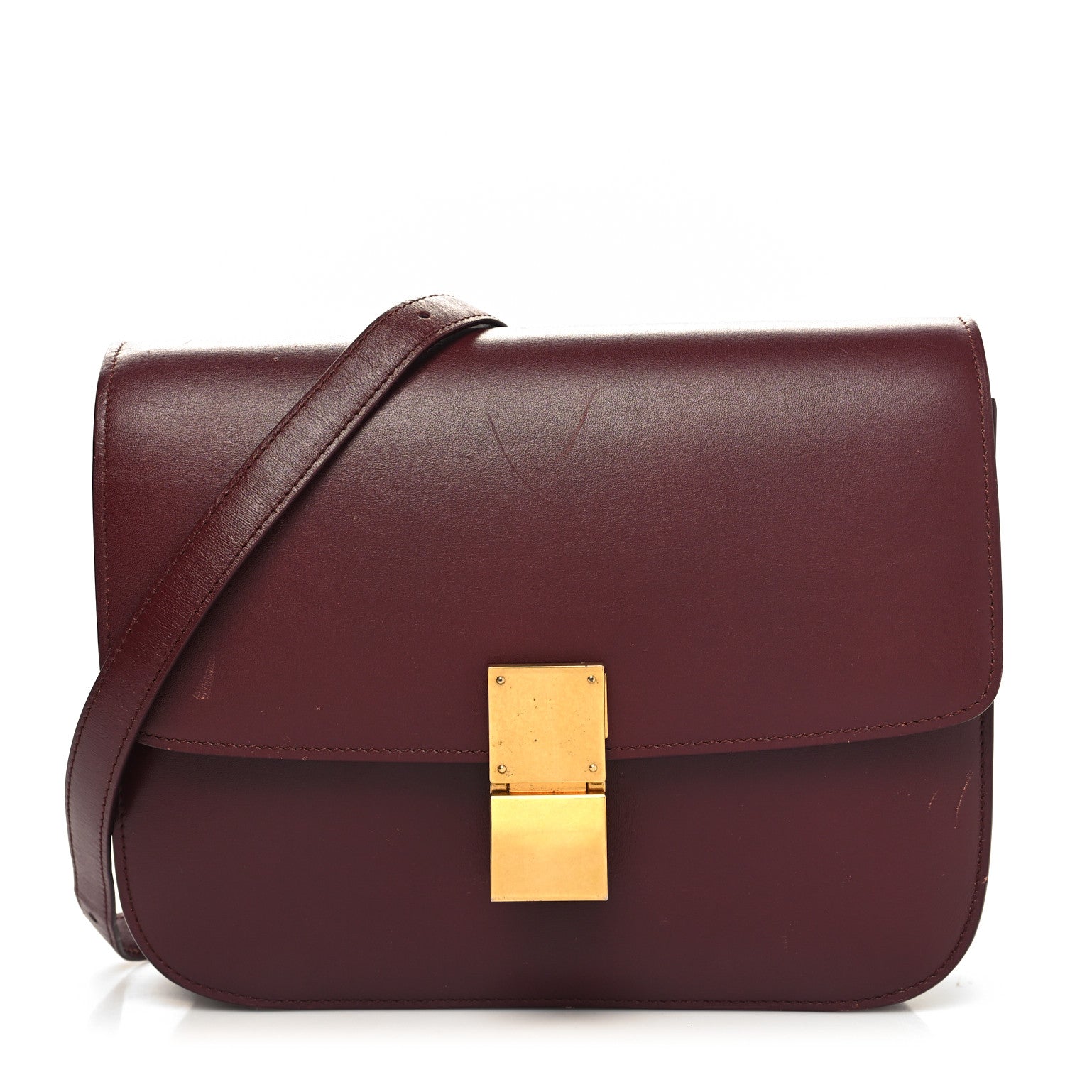 Celine Box Calfskin Medium Classic Box Flap Bag Burgundy 1 of 15