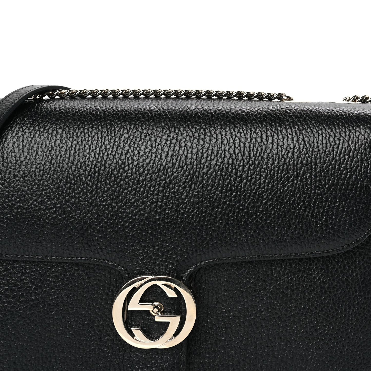 Dollar Calfskin Interlocking G Shoulder Bag Black