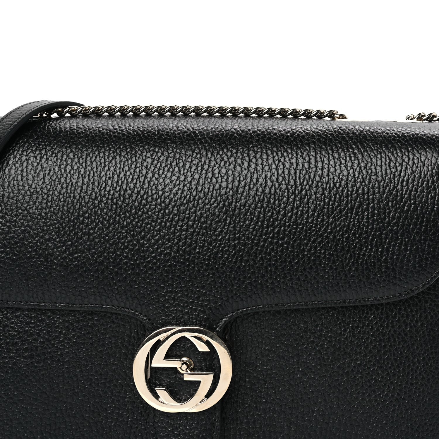 Gucci Dollar Calfskin Interlocking G Shoulder Bag Black 6 of 7