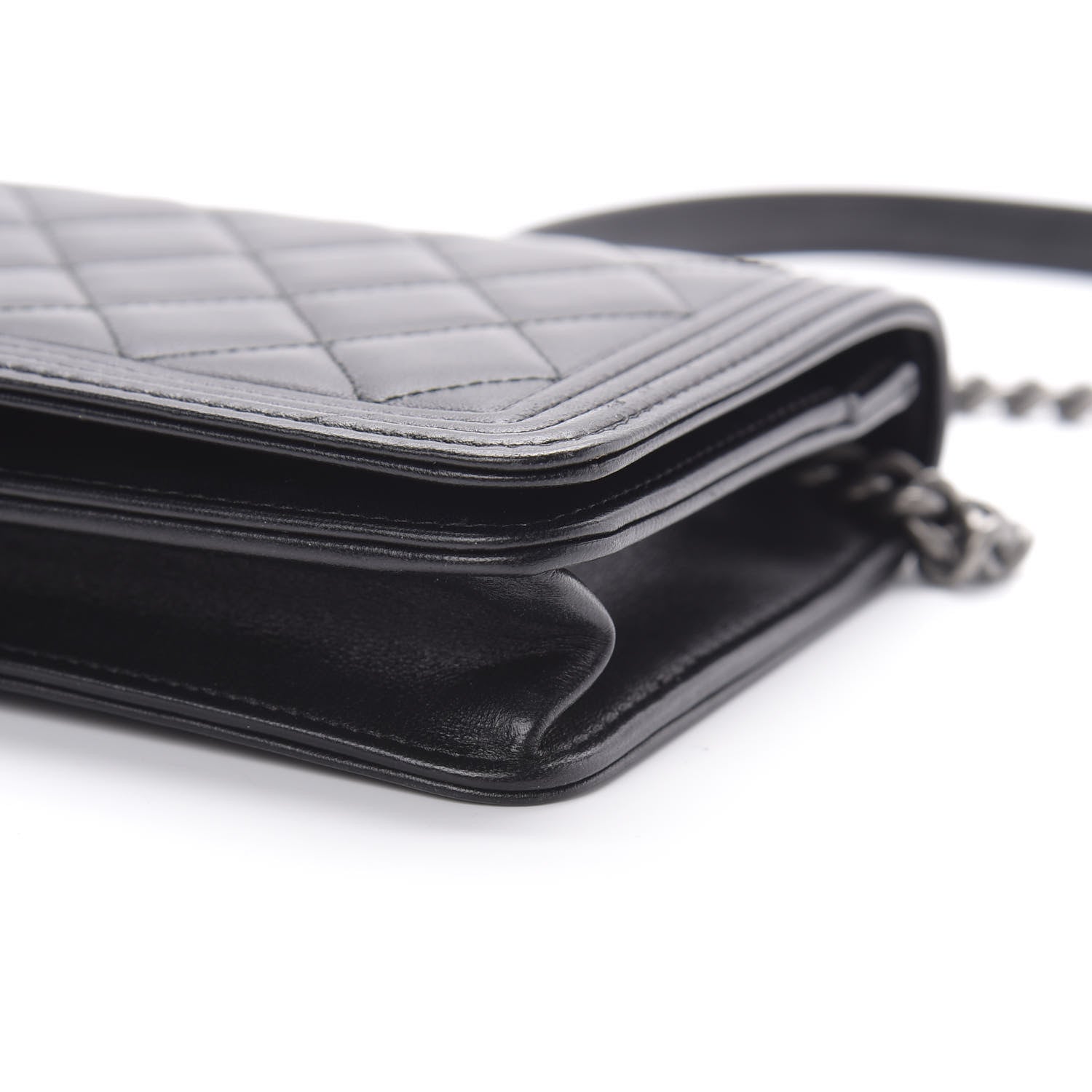 Chanel Lambskin Quilted Boy Wallet On Chain WOC Black 11 of 14