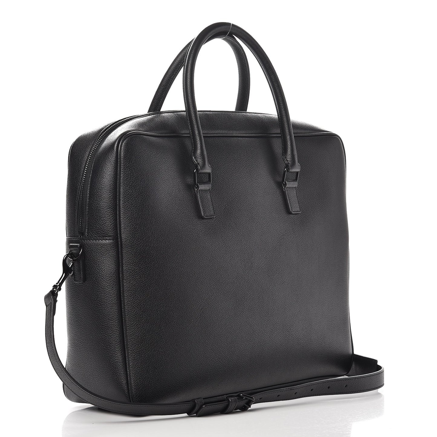 Grained Calfskin Small Classic Duffle Briefcase Black