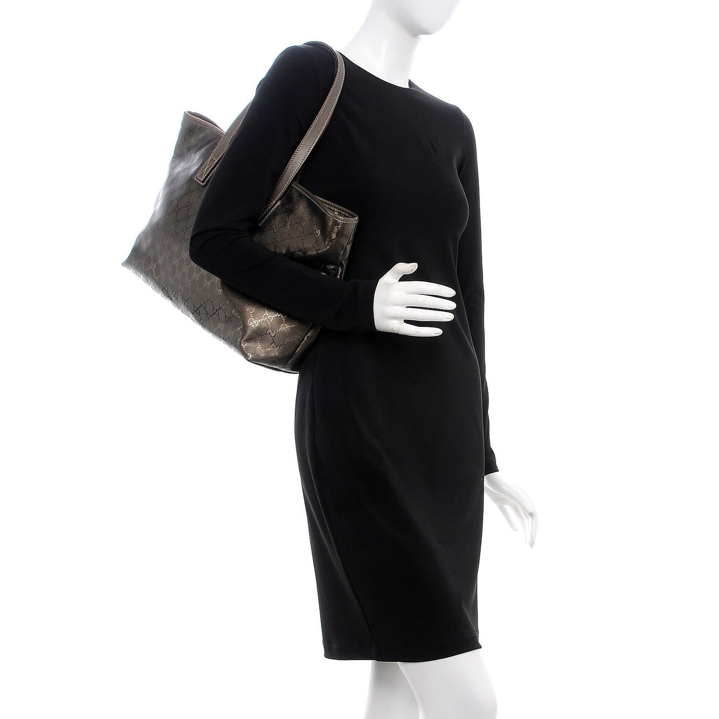 Imprime Monogram Medium Zippered Shopping Tote Pewter