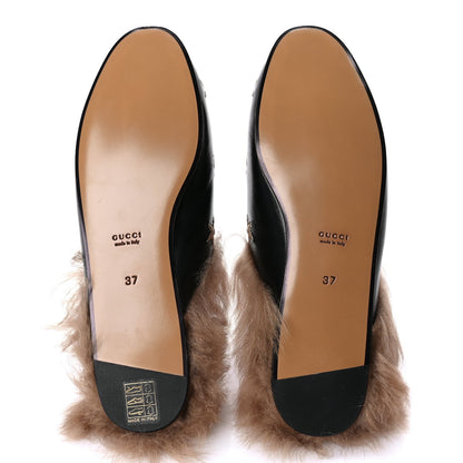 Gucci Goatskin Fur Bee Star Embroidered Womens Princetown Slippers 37 4 of 9