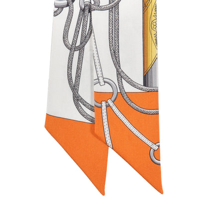 Hermes Silk Cliquetis Twilly Orange White Gold 2 of 4