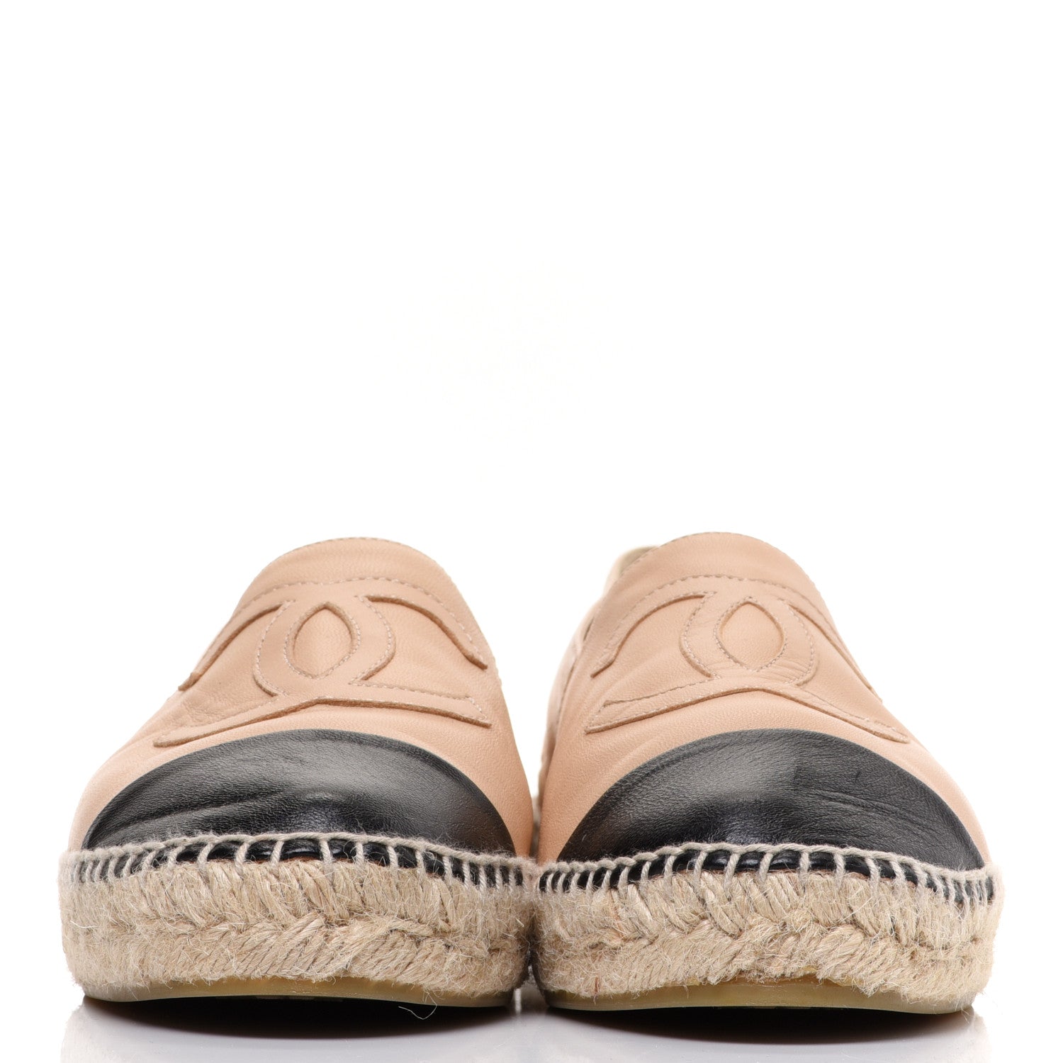 Chanel Lambskin CC Espadrilles 39 Beige Black 2 of 13