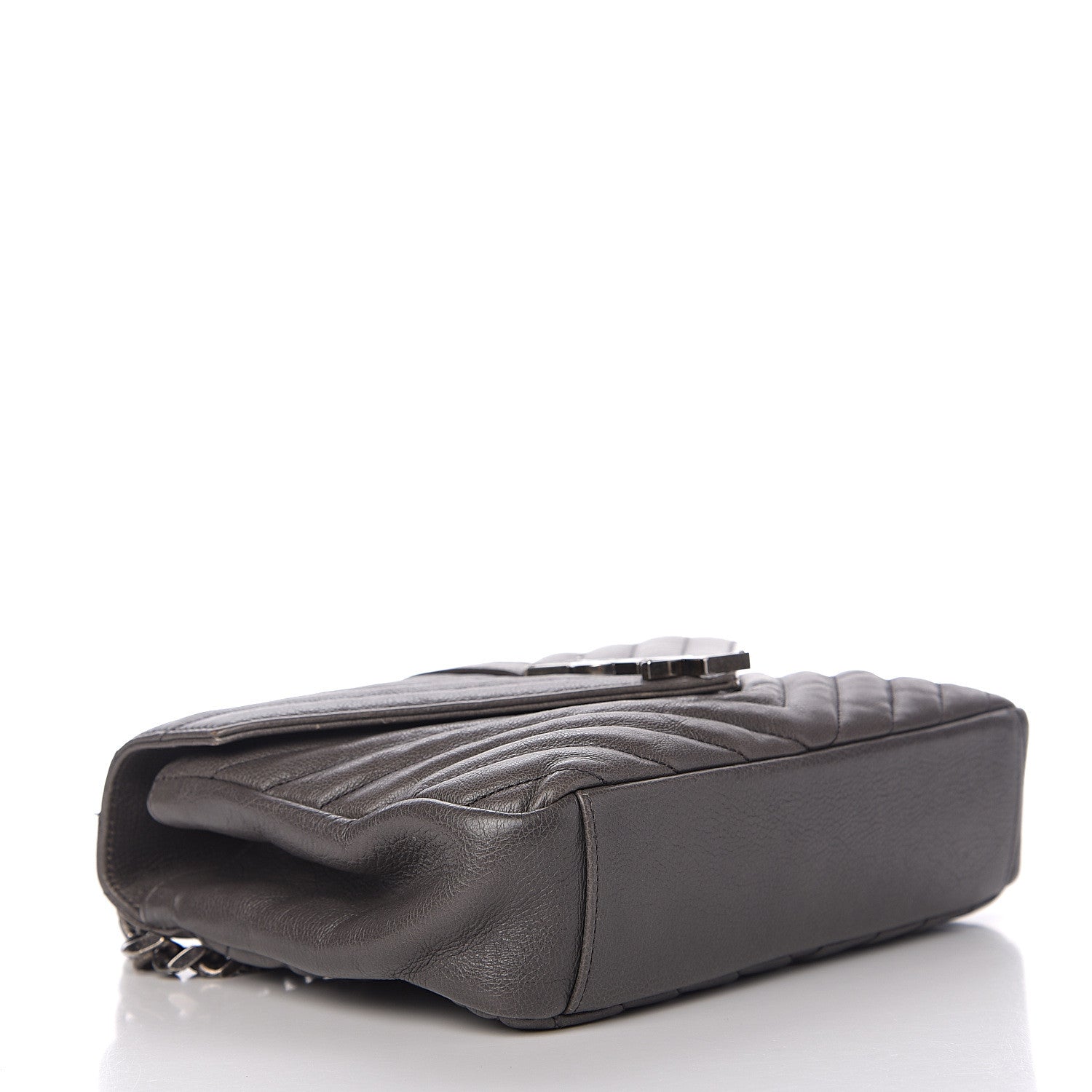 Saint Laurent Sheepskin Matelasse Chevron Monogram Medium College Bag Light Coal 3 of 10