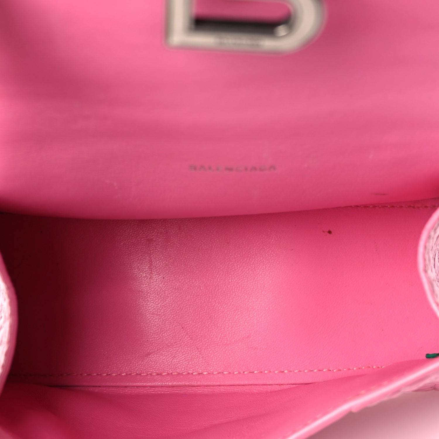 Balenciaga Shiny Calfskin Crocodile Embossed Hourglass Top Handle Bag XS Baby Pink 4 of 10