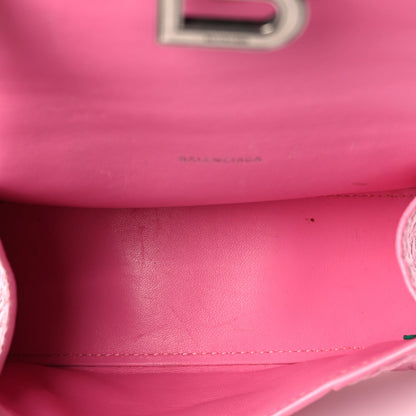 Balenciaga Shiny Calfskin Crocodile Embossed Hourglass Top Handle Bag XS Baby Pink 4 of 10