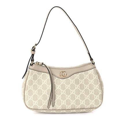 Gucci GG Supreme Monogram Textured Dollar Calfskin Small Ophidia Hobo  Beige/Mystic White/Oatmeal 1 of 8