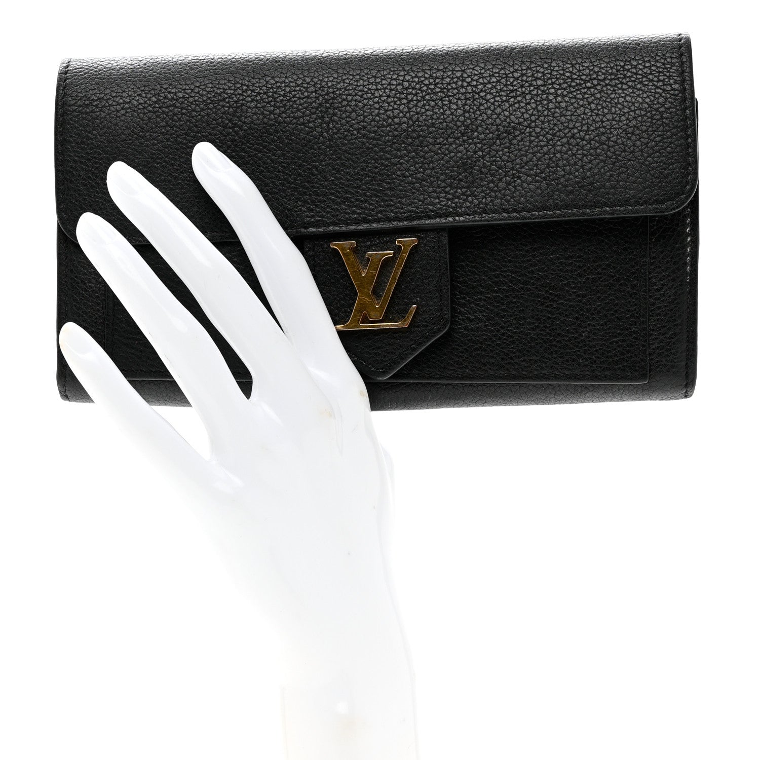 Louis Vuitton Calfskin Lockme Wallet Black 2 of 12