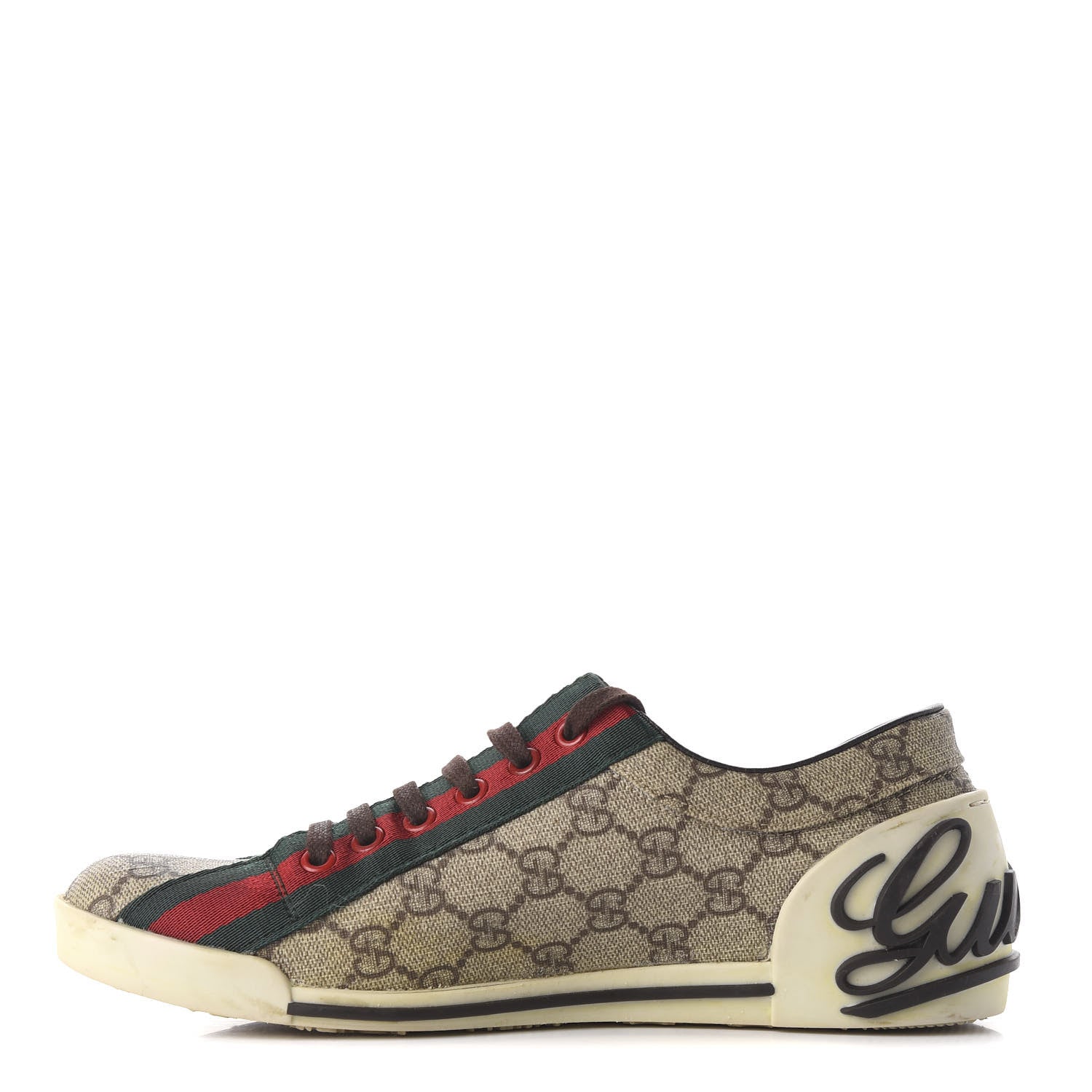 Gucci GG Monogram Web Womens Script Sneakers 38 Brown 1 of 9