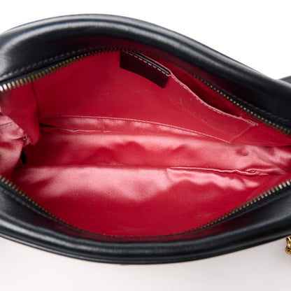 Gucci Calfskin Matelasse Small GG Marmont Chain Shoulder Bag Black White 5 of 11