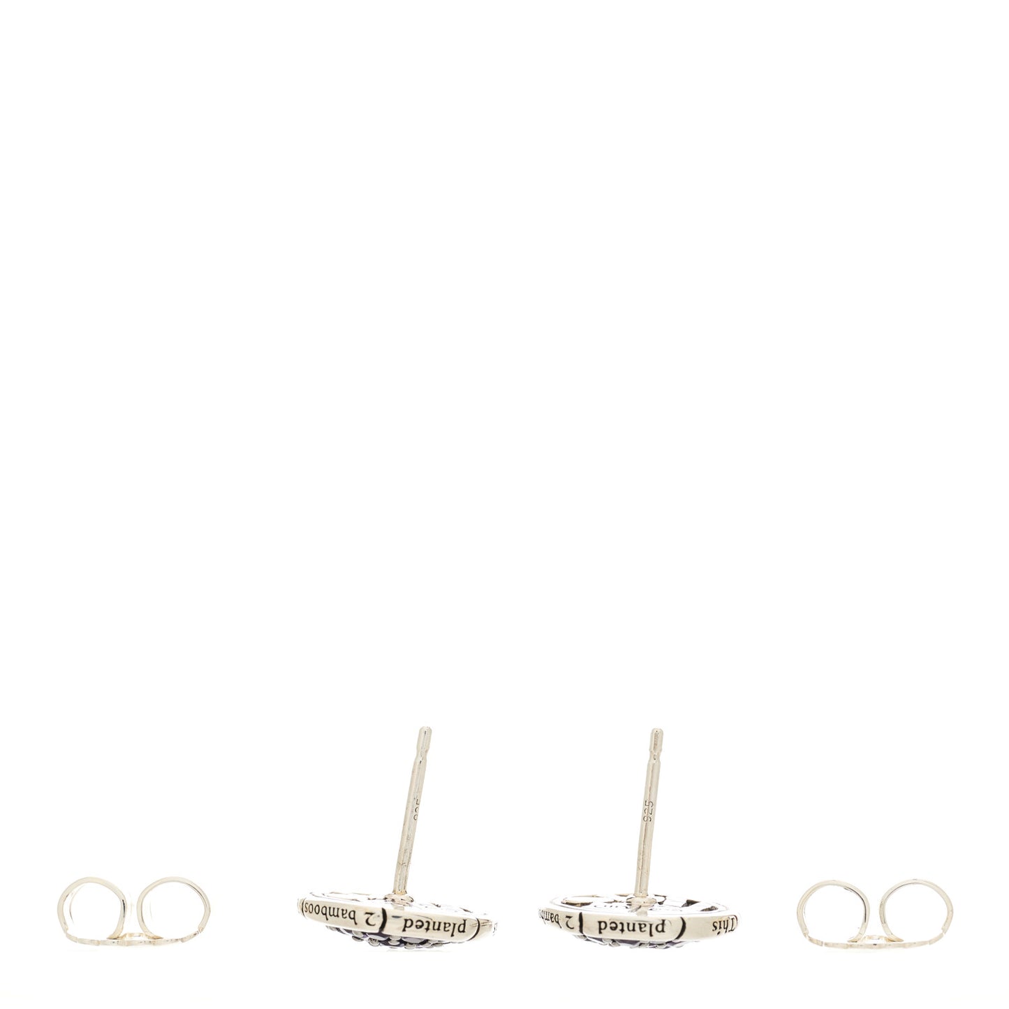 Sterling Silver Amethyst Bamboo Pave Stud Earrings