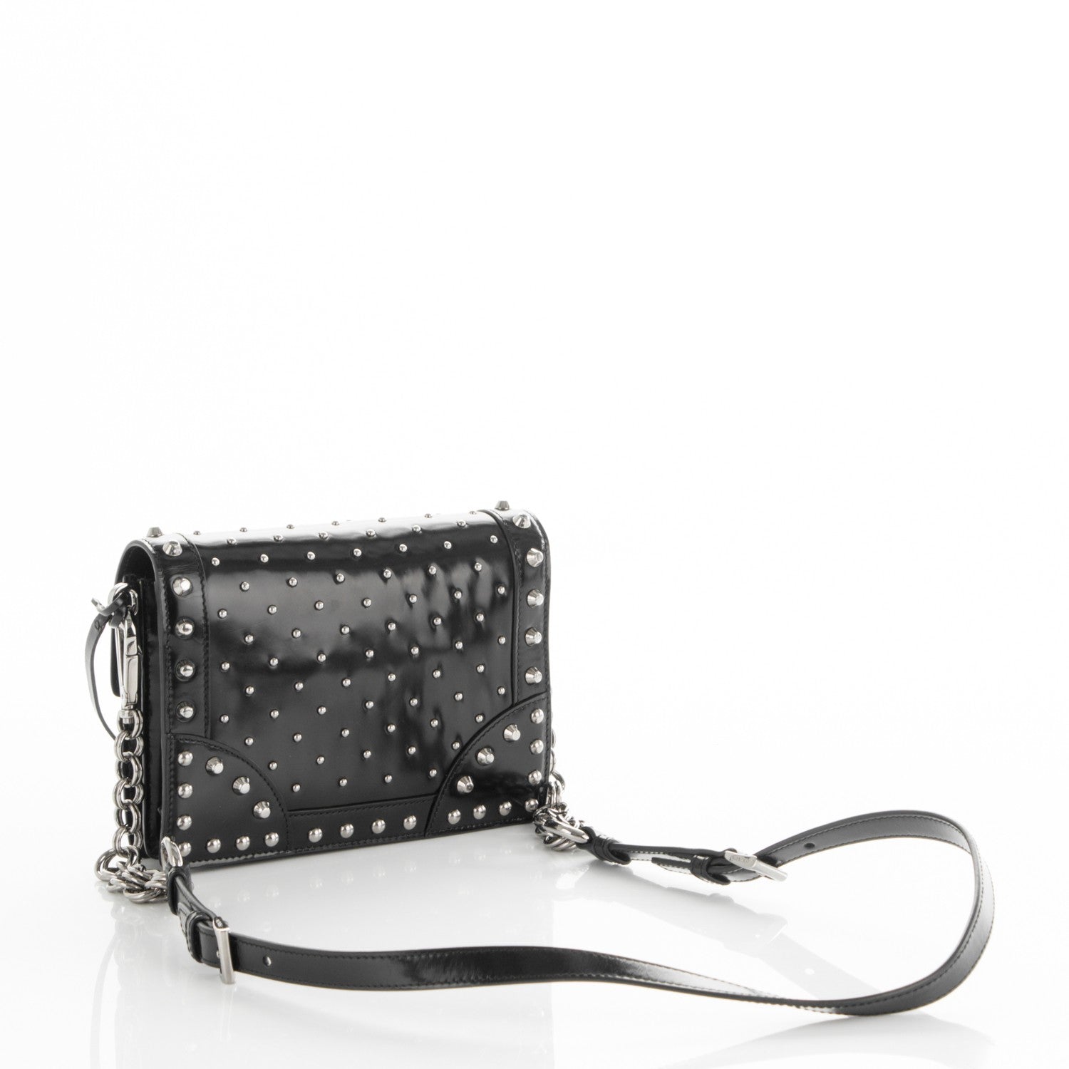 Prada Spazzolato Studded Mini Crossbody Bag Nero Black 3 of 6