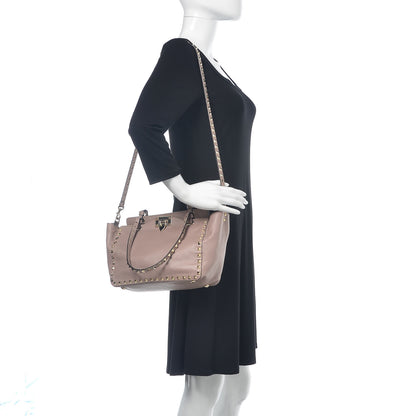 Valentino Garavani Vitello Small Rockstud Tote Poudre 2 of 15