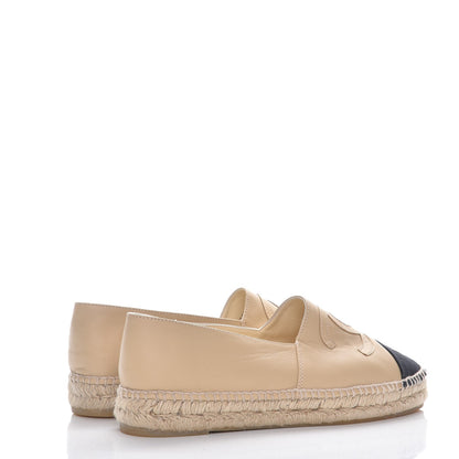 Chanel Lambskin Canvas Cap Toe CC Espadrilles 41 Beige Black 4 of 10