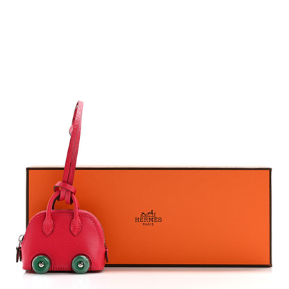 Hermes Chevre Chamkila Bolide On Wheels Bag Charm Rose Extreme Vert Vertigo 5 of 5