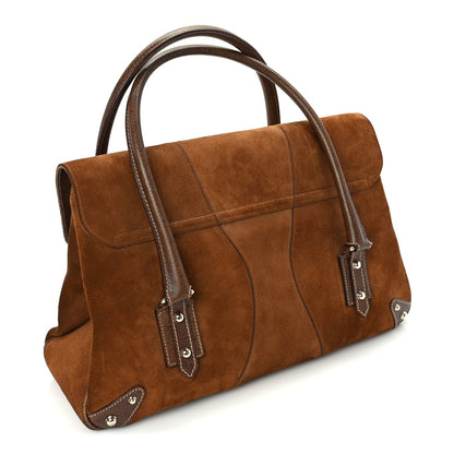 Gucci Suede Bamboo Horsebit Large Flap Bag Brown 2 of 8