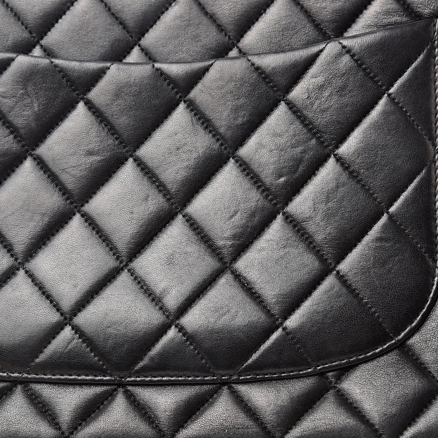 Lambskin Quilted XL Jumbo Single Flap Black