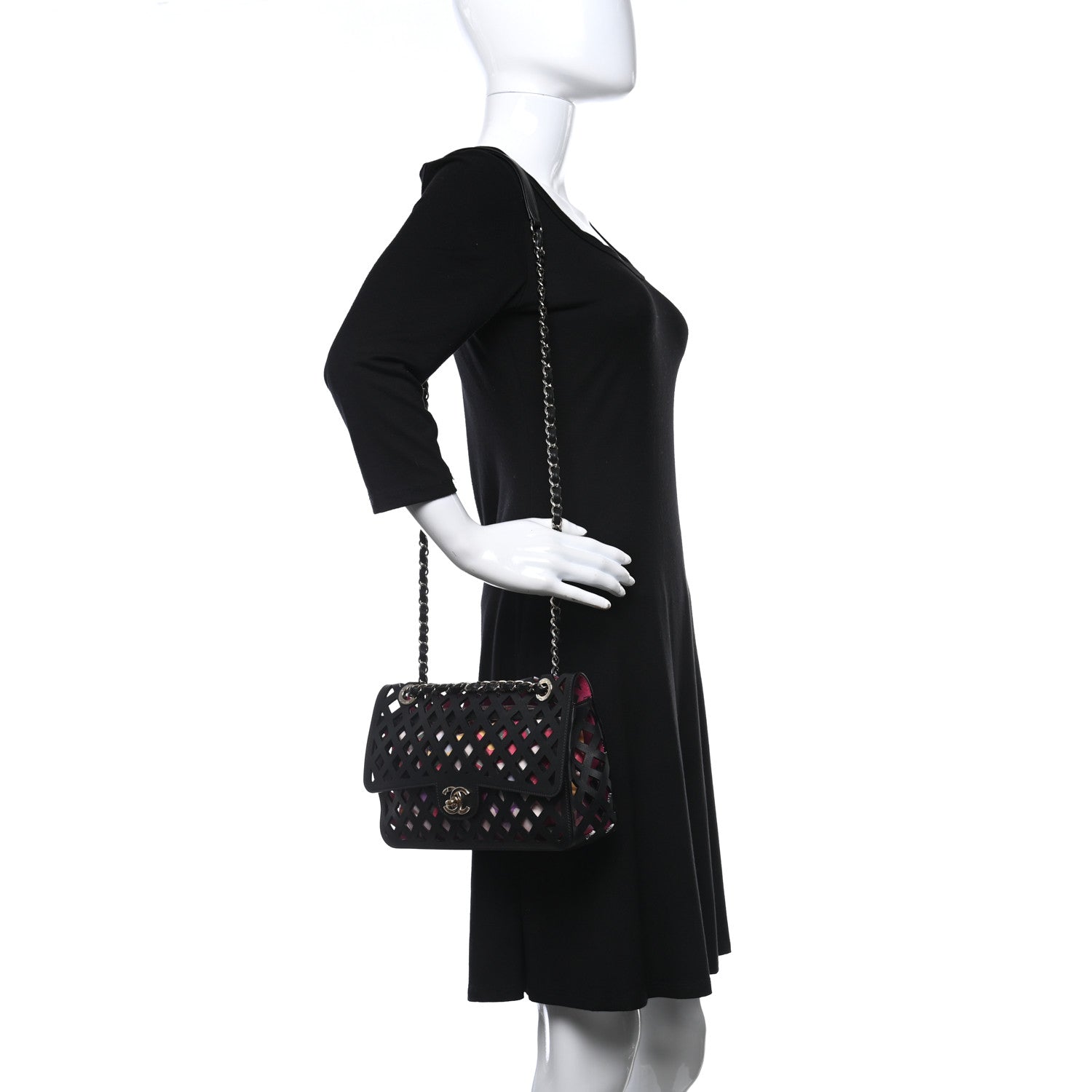 Chanel Lambskin Sea Through Flap Black Multicolor 2 of 16