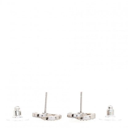 Chanel Crystal Mini Timeless CC Earrings Silver 3 of 4