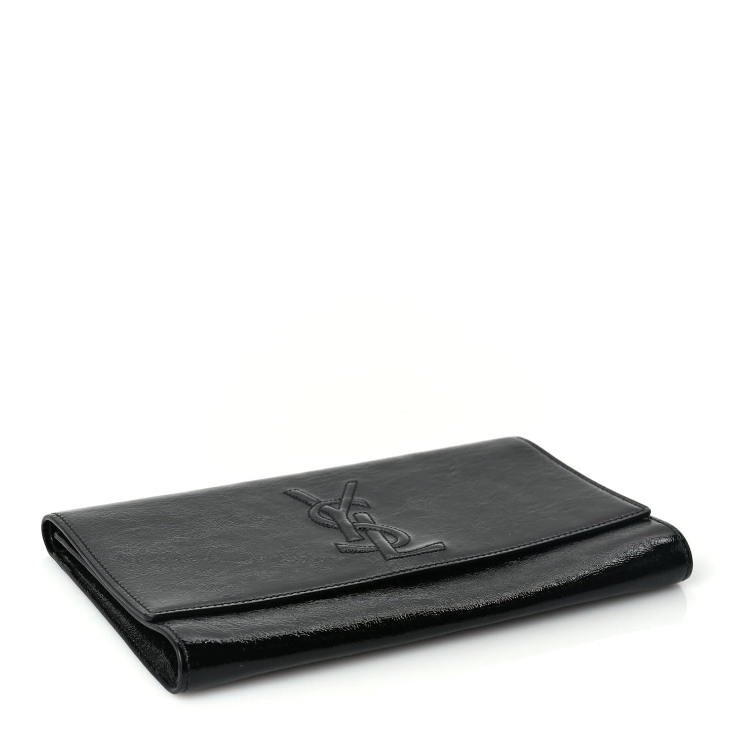 Textured Patent Monogram Large Belle De Jour Clutch Black