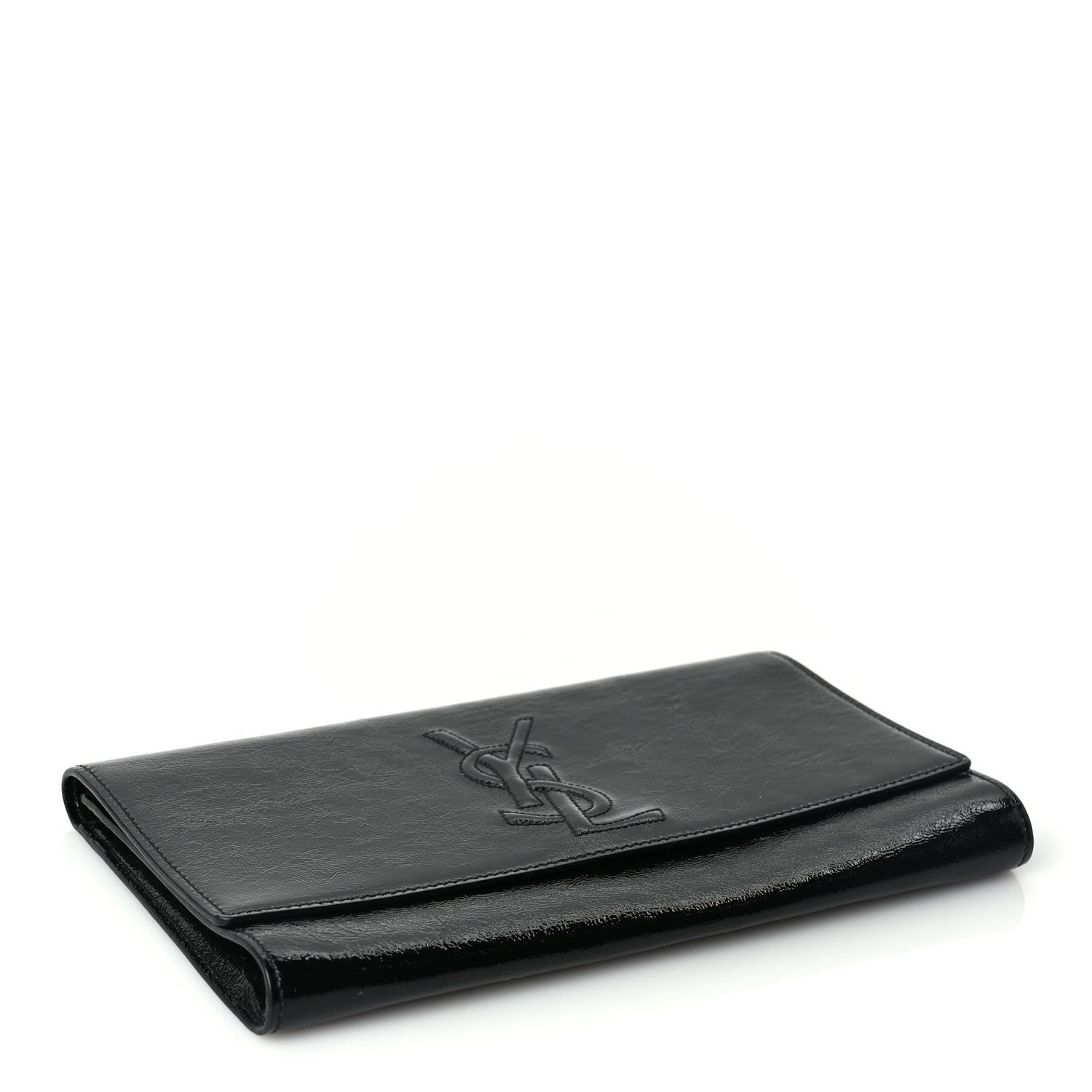 Saint Laurent Textured Patent Monogram Large Belle De Jour Clutch Black 4 of 7