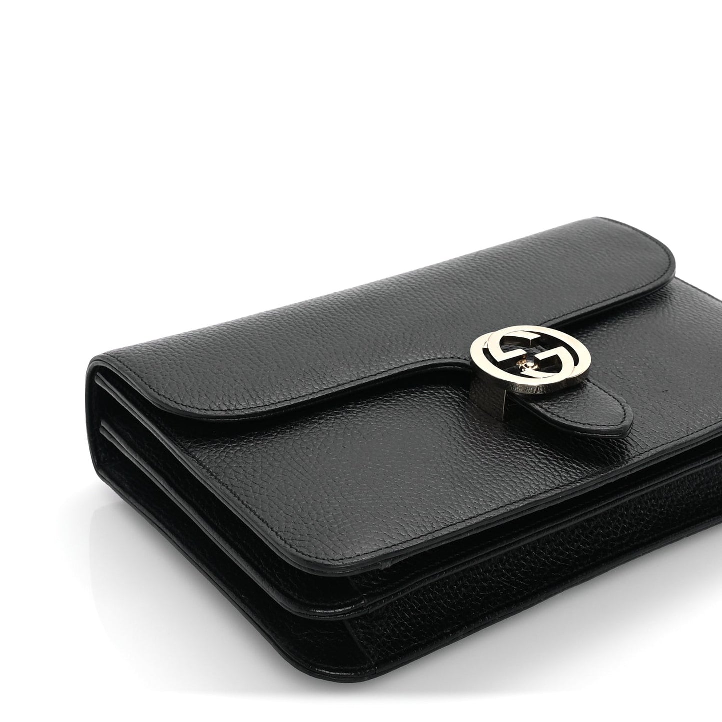 Dollar Calfskin Interlocking G Shoulder Bag Black