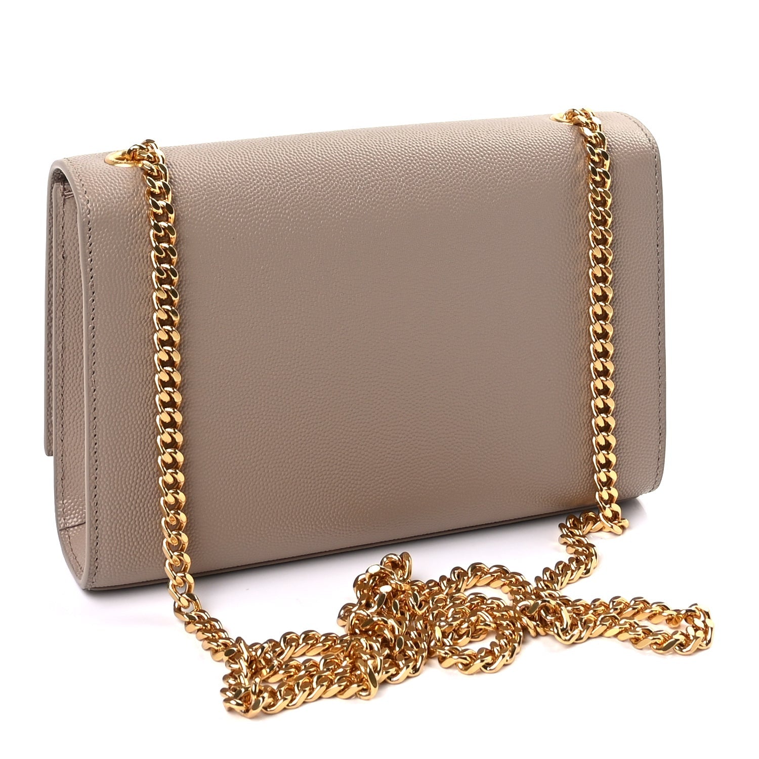 Saint Laurent Grain De Poudre Small Monogram Kate Satchel Dark Beige 2 of 8
