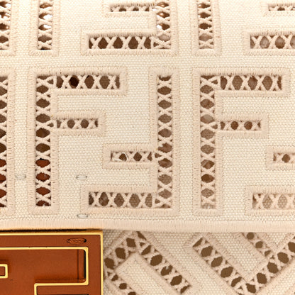 Fendi Canvas Cuoio Agata FF Ajour Embroidered Baguette Grezzo Cuoio 8 of 10
