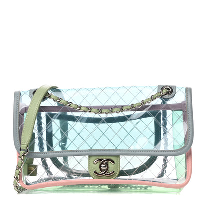 Chanel Lambskin PVC Quilted Medium Coco Splash Flap Blue Green 1 of 11